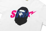 détail logo ape head bape blanc