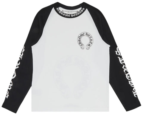 Chrome Hearts Horseshoe Neck Logo 3/4 Shirt 'Black/White'