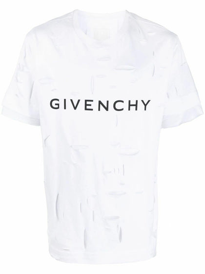Givenchy ripped logo-print t-shirt white Givenchy