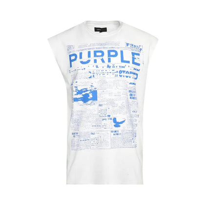 PURPLE BRAND Textured Jersey Sleeveless Top 'White' Purple Brand