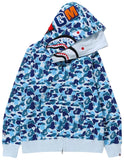 BAPE ABC Camo Double Shark Full Zip Hoodie 'Blue' BAPE