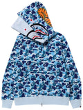 BAPE ABC Camo Double Shark Full Zip Hoodie 'Blue' BAPE