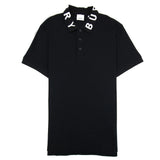 BURBERRY Ryland Block Collar Writting Polo Black vue de face