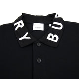 BURBERRY Ryland Block Collar Writting Polo Black détail du col