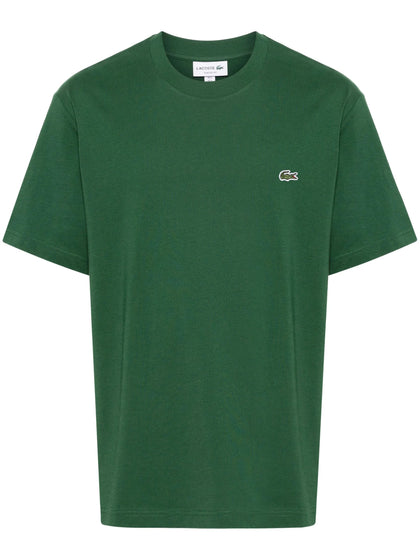Lacoste t-shirt En Coton à Patch Logo Vert Lacoste