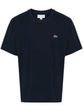 Lacoste t-shirt En Coton à Patch Logo Bleu Marine Lacoste