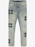 Amiri Ma Quad Applique Skinny Jeans Blue vue de face
