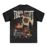 Détail du graphisme Astro Flame sur t-shirt Travis Scott
