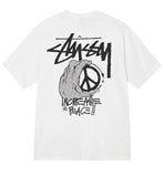 t-shirt stussy blanc peace hand ss22 streetwear