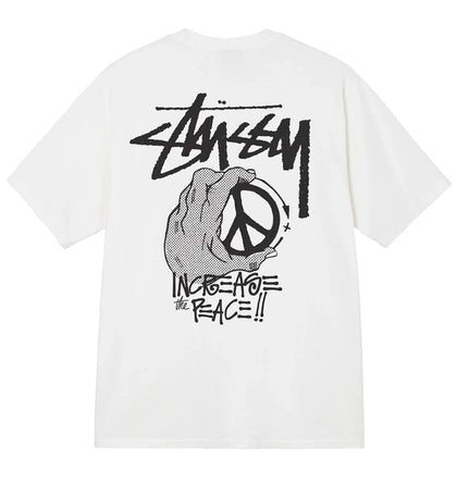 t-shirt stussy blanc peace hand ss22 streetwear