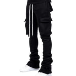 Stacked Cargo Flare Sweatpants Noir