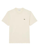 Lacoste t-shirt En Coton à Patch Logo Beige Lacoste