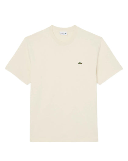 Lacoste t-shirt En Coton à Patch Logo Beige Lacoste