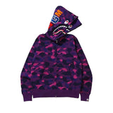 BAPE Couleur Camouflage Shark Large Double Zip Double Sweat à capuche Violet BAPE