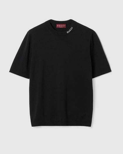 GG T-shirt en coton et soie avec motif GG en intarsia Gucci