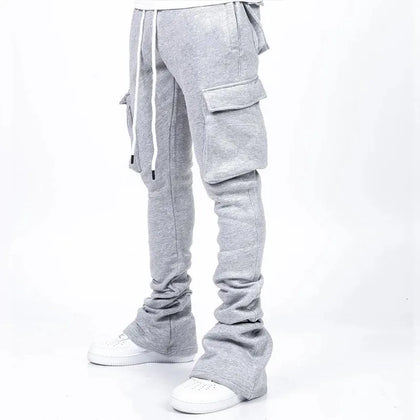 Stacked Cargo Flare Sweatpants Gris