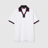 GUCCI Contrast-Collar Logo-Embroidered Cotton-Pique Polo Shirt Gucci