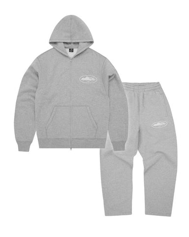 Corteiz Island Puff Print Tracksuit Heather Grey