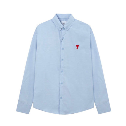 Ami Paris Button Down Ami De Coeur Oxford Shirt Bleu style premium Sneaker6ix