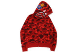 BAPE Couleur Camouflage Shark Wide Fit Full Zip Double Hoodie Rouge BAPE