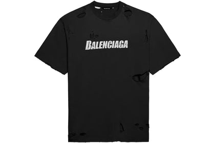 Balenciaga Caps Destroyed Flatground T-shirt Noir Balenciaga