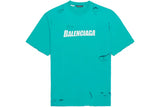 Balenciaga Caps Destroyed Flatground T-shirt Marine/Blanc Balenciaga