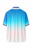 Casablanca Short-Sleeve Shirt Blue Gradient détail du tissu et du dégradé bleu