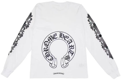 chrome hearts floral horseshoe long sleeve t-shirt blanc face