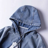 Denim Full Zip Hoodie Blue Sneaker6ix Shop