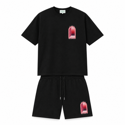 Casablanca Ensemble L'Arche de Nuit Noir T-shirt et short vue de face