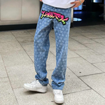 Jean streetwear monogramme avec patch tigre multicolore