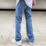 Jean streetwear monogramme avec patch tigre multicolore