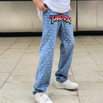 Jean streetwear monogramme avec patch tigre multicolore
