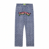 Jean streetwear monogramme avec patch tigre multicolore