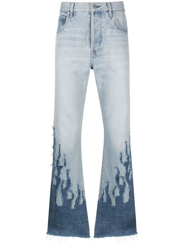 GALLERY DEPT. LA Blvd Flared Appliquéd Distressed Jeans