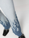 GALLERY DEPT. LA Blvd Flared Appliquéd Distressed Jeans