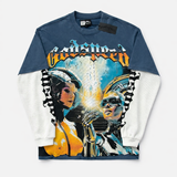 Godspeed Fake 2 Pieces Long-sleeves Heavy Washed Cotton Round Neck GODSPEED