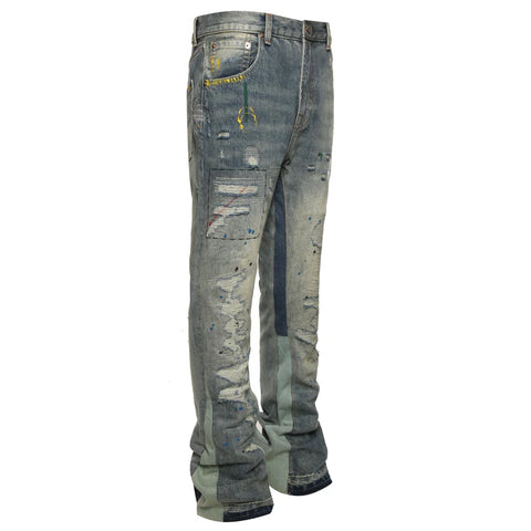 Flare Denim Destroyed Indigo