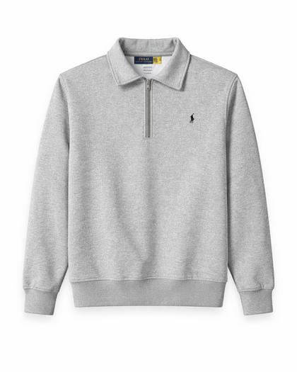 pull gris quart de zip homme maille double coupe élégante face