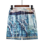 Ensemble chemise à manches courtes imprimé floral thaïlandais avec motif vagues déferlantes