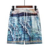 Ensemble chemise à manches courtes imprimé floral thaïlandais avec motif vagues déferlantes
