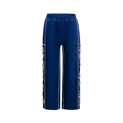 GOODBRAND Love is Good Pearl-Print Sweatpants Navy Blue vue de face