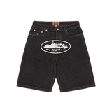 Corteiz Island Baggy Denim Short Washed Black streetwear