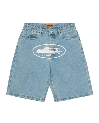 Corteiz Island Baggy Denim Short StoneWash homme