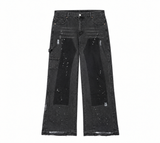 Charcoal Distressed Cargo Jeans Black vue de face