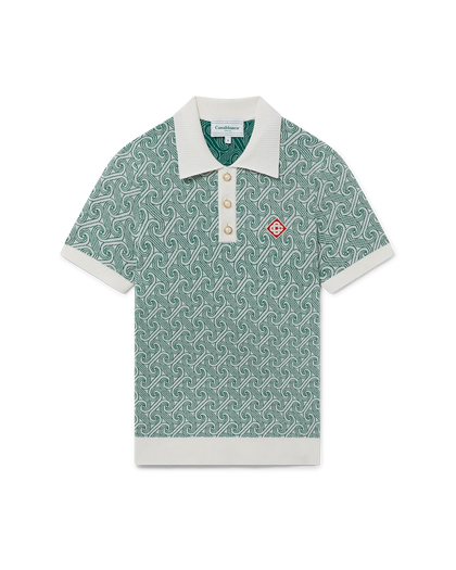 Casablanca Column Jacquard Monogram Polo Shirt