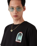 Détail logo Casablanca sur t-shirt L'Arche