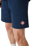 Casablanca Diamond Logo Patch Sweatshorts Navy Blue détail du short bleu marine