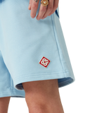 Casablanca Diamond Logo Patch Sweatshorts Light Blue détail du patch logo