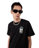 Détail du logo Casablanca sur le t-shirt noir